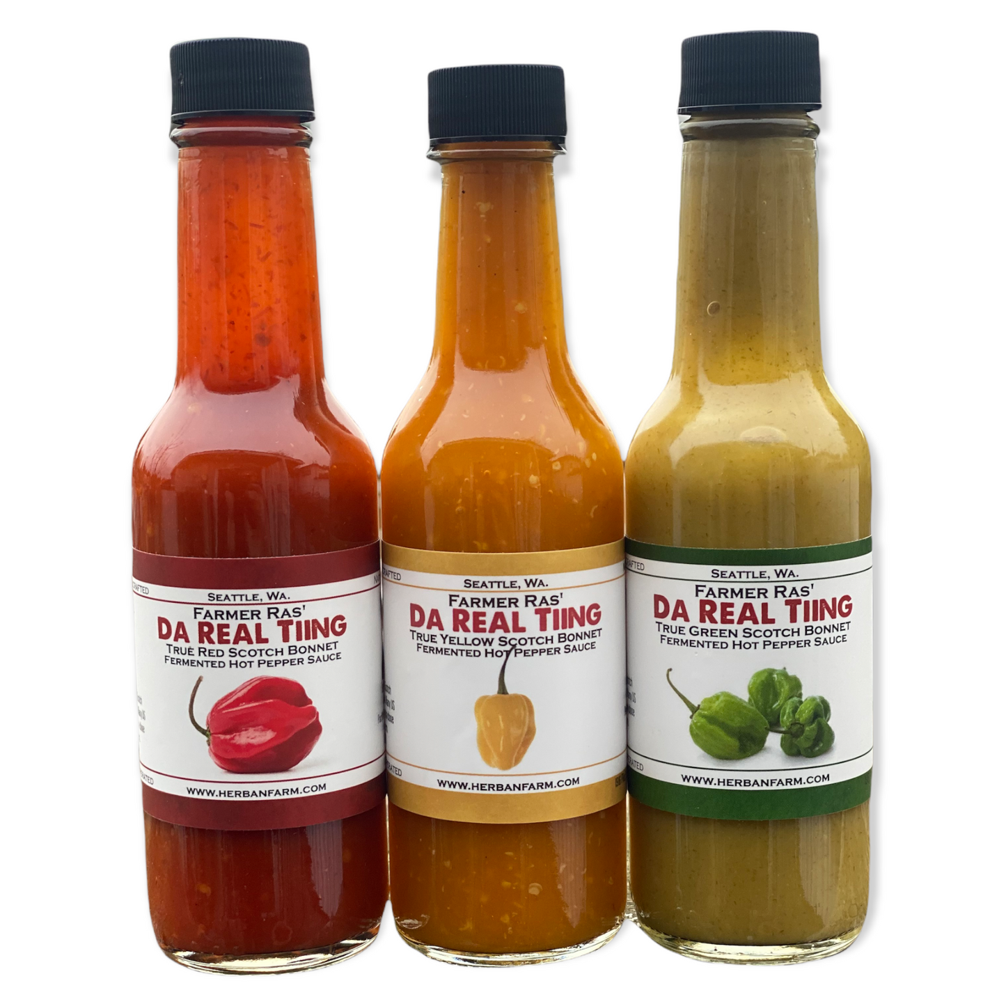 Da Real Tiing Hot Pepper Sauce (Red,Yellow,Green)